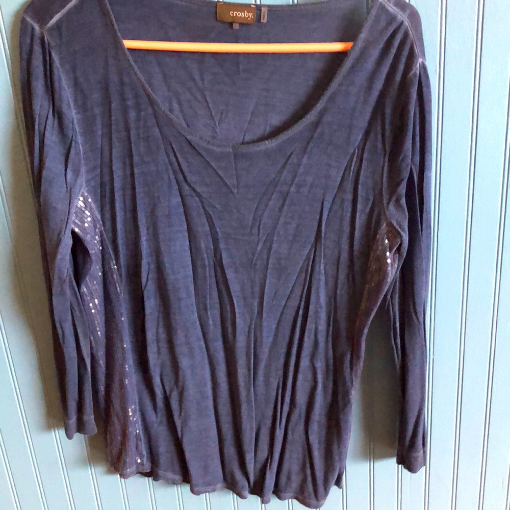 Blue, sequined long sleeve lightweight